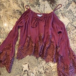 Crop flare sleeve lace top